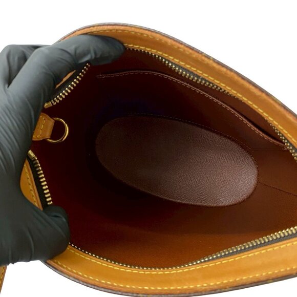LOUIS VUITTON Authentic Vintage Brown Monogram Leather Pochette Shoulder Bag - Picture 9 of 10